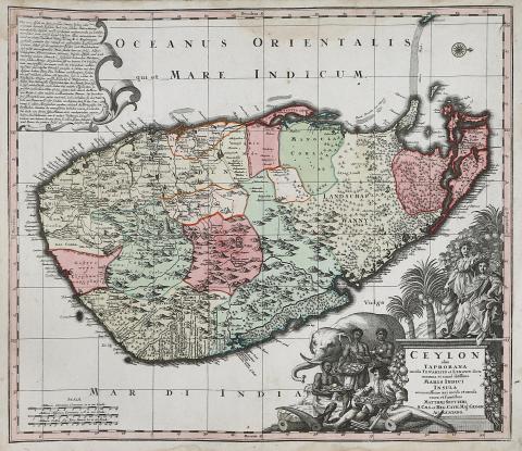 Seutter, Matthaus: Ceylon olim Taprobana incolis Tenarisin et Lekawn dicta maxima et simul ditissima Maris Indici Insula . . . 1730 Augsburg 
