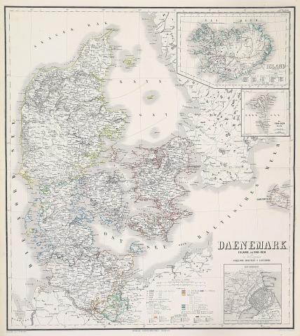 Kiepert, Heinrich: Daenemark, Island, die Far-oer und die Herzogthümer Schleswig, Holstein & Lauenburg.  Weimar, 1858. 