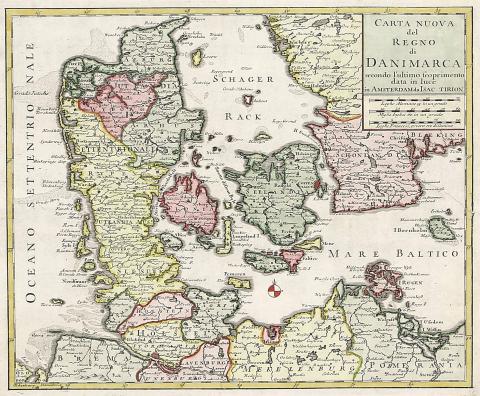 Albrizzi, Giovanni Battista [Giambattista]: Nuova Carta del Regno di Danimarca... 1740 Venice [Velence] 