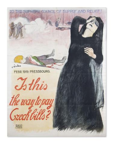 Vértes Marcell: To the supreme council of supply and relief! Febr. 1919. Pressbourg. Is this the way to pay Czech bills? 1919 Budapest 