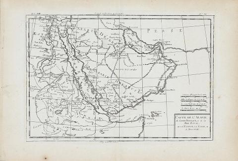 Bonne, Rigobert: Carte de l'Arabie du Golfe Persique et de la Mer Rouge, avec l Egypte, La Nubie et l 'Abissinie 1780 Paris [Párizs] 
