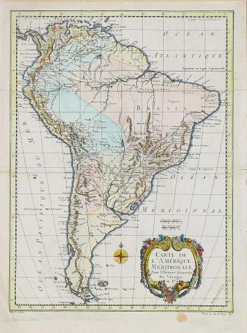 Bellin, Jacques Nicolas: Carte de L’Amerique Meridionale Pour l’Histoire Generale des Voyages in 8o. 1780 Paris [Párizs] 