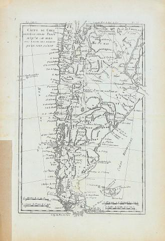 Bonne, Rigobert: Carte Du Chili, Depuis Le Sud Du Perou Jusqu Au Cap Horn Avec Partie Des Regions Qui En Sont A L'Est 1780 Paris [Párizs] 