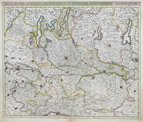 Danckerts, Justus: Ducatus Mediolanensis Parmensis Et Montisferrrati cum Omnibus suis Provinciis Novissima Descriptio... 1680 Amsterdam 
