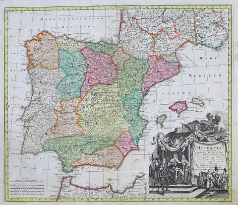 Seutter, Matthaus: Hispania ex Archetypo Roderici Mendez Sylnvae et variis Relationibus manu scriptis et impressis hujius Regni… 1730 Ausburg 