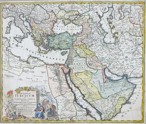 Homann, Johann Baptist: Imperium Turcicum in Europa, Asia, et Africa Regiones Proprias, Tributarias, Clientelares sicut et omens ejusdem... 1730 Nuremberg 