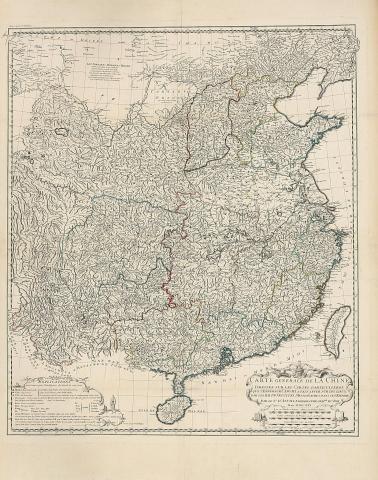 d'Anville, Jean-Baptiste Bourguignon: Carte Generale de La Chine Dressee sur les Cartes Particulieres que l'Empereur Cang-Hi a fait lever sur les lieux par les RR PP Jesuites Missionaires dans cet Empire... Mars. M DCC XXX 1737 Paris [Párizs] 