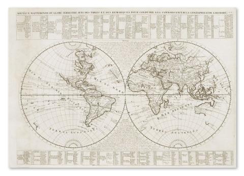 Chatelain, Henri: Nouveaux Mappemonde Ou Globe Terrestre Avec Des Tables Et Des Remarques Pour Conduire A la Connoissance De La Geographie Et De L'Histoire 1719 Amsterdam 
