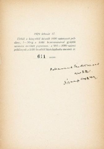 József Attila : Nincsen apám, se anyám. (Dedikált)  Budapest, 1929. Genius. [Koroknay ny. Szeged] Genius [Koroknay ny. Szeged]