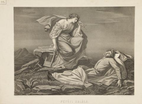 Lotz Károly után Marastoni József: Petőfi halála 1863 Nyomt. Engel és Mandello Pesten 