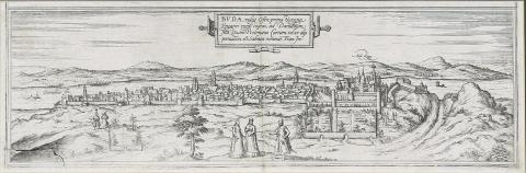Braun, Georg - Hogenberg, Frans: Buda látképe – Buda, vulgo Ofen, Prima et Regia Ungarici Regni Civitas, ad Danubium Sita; quam Ptolemaeus Curtam, vel, ut Aliis Persuasum est, Salnum Nominat. Fran Jre. 1580 Cologne 