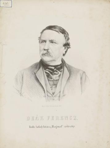 Marastoni József: Deák Ferenc kőnyomatú portréja 1866 Pest 
