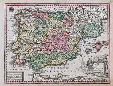 Seutter, Matthaus: Novissima et Accuratissima Regnorum Hispaniae et Portugalliae Mappa Geographica. . . 1744 Augsburg 