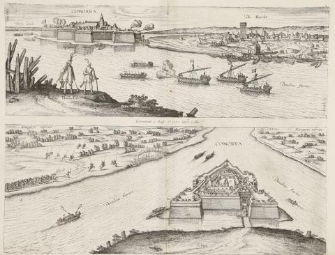 Komárom látképe : Braun, Georg - Hogenberg, Frans – Comorra.  Köln, 1595 