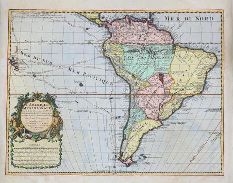 L'Isle, Guillaume de: L'Amerique Meridionale Dressee sur les Observations de Mrs de l'Academie Royale des Sciences,..  Amsterdam, 1708. Peter Schenk. 