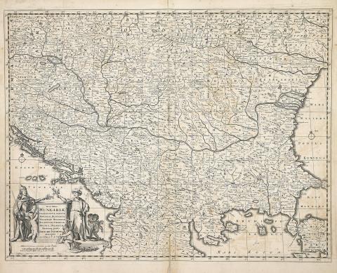 de Wit, Frederick: Nova totius Hungariae, Transilvaniae, Serviae, Romaniae, Bulgariae, Walachiae, Moldaviae, Sclavoniae, Croatiae, Bosniae, Dalmatiae, Maximaeq[ue] partis Danubii Fluminis, descriptio emendata a ⁓ ⁓ 1688 Amsterdam 