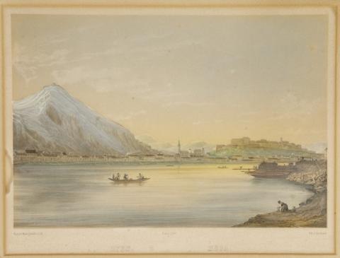 Alt, Jacob – Sandmann, Franz Xaver – Rauh, Johann: Buda látképe – Ofen 1851 Bécs  