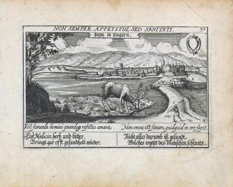 Pápa látképe : Meisner, Daniel – Eberhard Kieser – Papa in Ungarn.  Frankfurt am Main, 1623-1631 