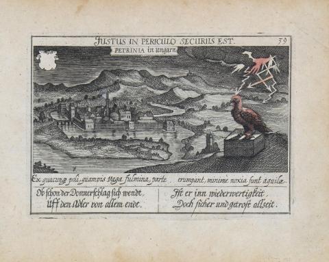 Petrina látképe :  Meisner, Daniel – Kieser, Eberhard – Petrinia in Ungarn  Frankfurt am Main, 1623-1631. 