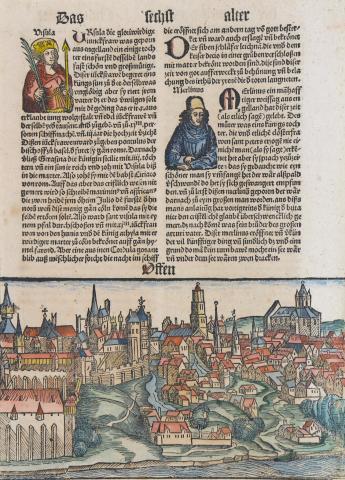 Schedel, Hartmann: Offen - Buda látképe 1497 Augsburg 