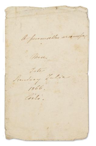 Szendrey Júlia A szerencsétlen narancsfa című elbeszélésének autográf címlapja  1866 