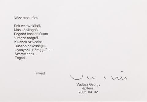 Vadász György verse Veress Miklóshoz  2003  