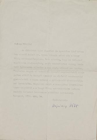 Hajnóczy Péter levele Veress Miklóshoz  1976 Budapest 