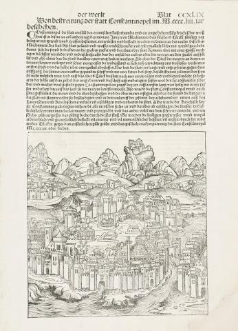 Schedel, Hartmann: Konstantinápoly fametszetű látképe 1493  Nürnberg, Anton Koberger 