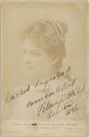 Pálmay Ilka operettprimadonna dedikált portréfotója 1896 London 