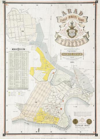 Arad szabad királyi város belhatár hálózatának térképe  1881 Arad Réthy Lipót és fia ny 