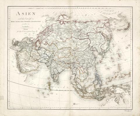 Liechtenstern, Joseph Marx Freiherr von: Asien nach dem Entwurfe des Herrn Joseph Marx Freiherrn von Liechtenstern gezeichnet von Carl Müller.  Wien, 1806. Im Verlage des Kunst u. Industrie Comptoirs. 