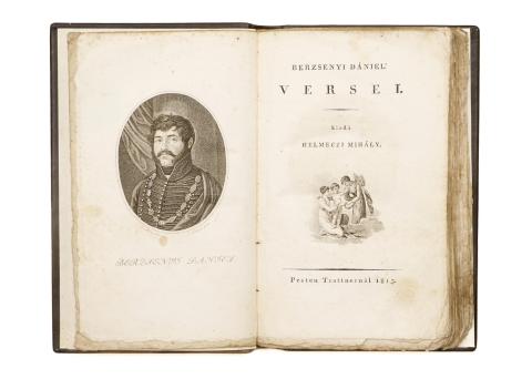 Berzsenyi Dániel: Berzsenyi Dániel’ versei. Kiadá Helmeczi Mihály. Berzsenyinek képével ’s egy vignettel. 1813 Pesten 