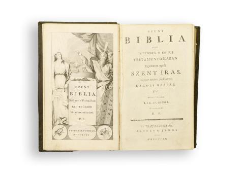 Szent Biblia, az-az Istennek o és ujj Testamentomában foglaltatott egész Szent Írás...Mellyet e’ formában leg-először ki-nyomtattatott P.F. [Patzkó Ferenc]  Ultrajektom [Utrecht], MDCCXCIV [1794]. Altheer János. 