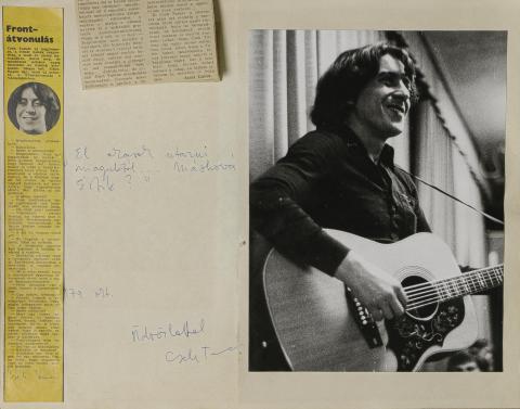 Cseh Tamás autográf vendégkönyvi bejegyzése és fényképe 1979 Dunaújváros 