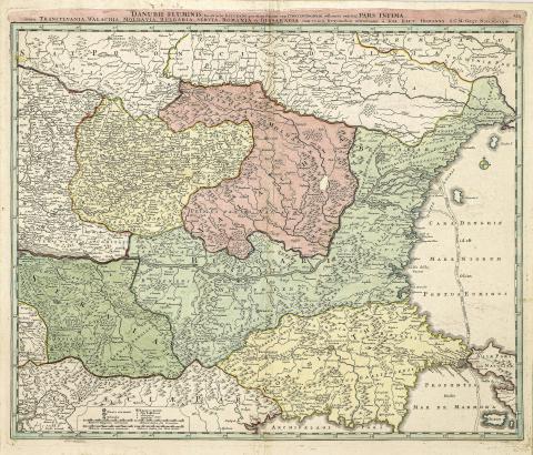 Homann, Johann Baptist: Danubii Fluminis hic ab urbe Belgrado, per Mare Nigrum usque Constantinopolim defluentis exhibiti pars infima  Nuremberg, ca. 1750 
