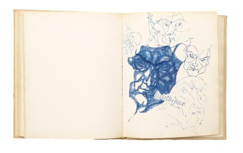 Emlékkönyv az 1940-es évek neves művészeinek autográf bejegyzéseivel.   