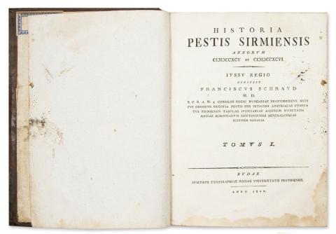 Schraud, Franz: Historia pestis Sirmiensis annorum MDCCXCV et MDCCXCVI. I-III. (Egybekötve)  Buda, 1802. sumtibus typographiae Regiae Universitatis Pesthiensis 
