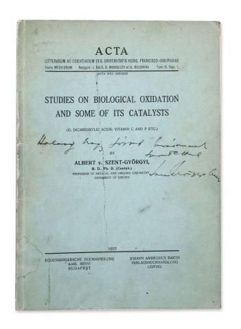 Szent-Györgyi Albert: Studies on Biological Oxidation and some of its Catalysts. [Dedikált első kiadás!]  Budapest/Leipzig Eggenberger/Barth, 1937. 
