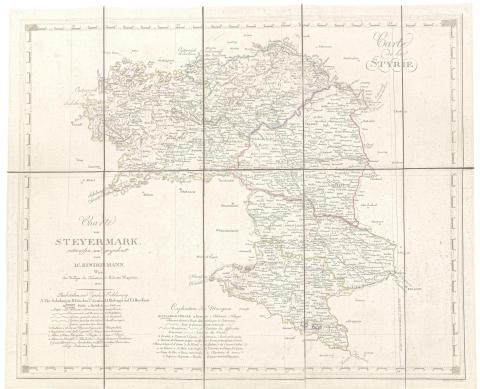 Joseph Karl, Kindermann: Charte von Steyermark. – Carte de la Styrie.  Wien. 1802. Kunst und Industrie Comptoirs. 