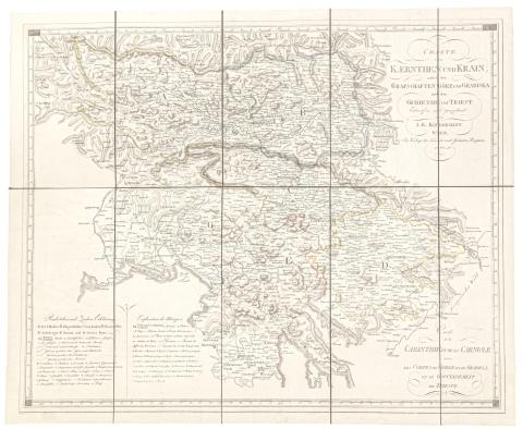 Joseph Karl, Kindermann: Charte von Kaernthen und Krain nebst den Grafschaften Görz und Gradiska und dem Gebiethe von Triest  Wien, 1803. Kunst und Industrie Comptoirs. 