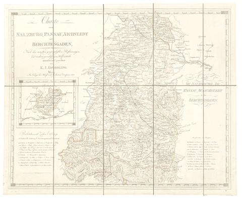 Kipferling, Karl Joseph: Charte von Salzburg, Passau, Aichstadt und Berchtesgaden, nach den neuesten geographischen Bestimmungen und andern zuverlässigen Hülfsmitteln...  Wien, 1809. Kunst und Industrie Comptoirs. 