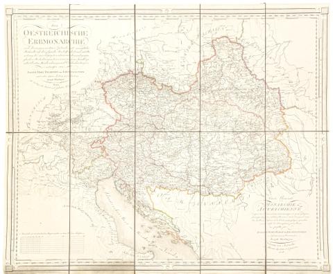 Wüstinger, Joseph – Liechtenstern, Josef Max von: Die Oestreichische Erbmonarchie nach ihrem gegenwärtigen Zustande Kartenmaterial mit vorzüglicher Rücksicht auf ihre physische Beschaffenheit. . . / Carte générale de la monarchie autrichienn.  Wien, 1806. Kunst und Industrie Comptoirs. 