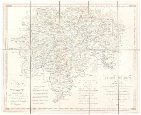 Kipferling, Karl Joseph: Oberungern, Istes Blatt enthaltend die Gömörer, Torner, Borfoder, Zempliner und Unghwarer Gespannschaft  Wien, 1803. Kunst und Industrie Comptoirs. 
