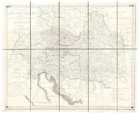 Kipferling, Karl Joseph: Allgemeine Charte der österreichischen Monarchie zur Uibersicht der neuesten Begrenzung und Eintheilung, mit den Nebenlaendern des österreichischen Hauses in Deutschland. – Carte générale de la Monarchie Autrichienne  Wien, 1806. Kunst und Industrie Comptoirs. 