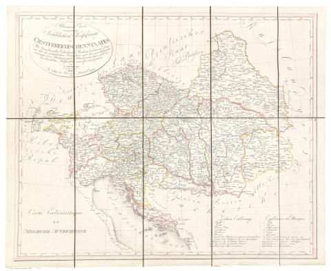 Kipferling, Karl Joseph: Allgemeine Charte zur Uebersicht der kirchlichen Verfassung des Oesterreichischen Staates. Mit Bemerkung aller Erzbisthümer, Bisthümer, Diöcesen, Decanate und der akatholischen Gemeinden.  Wien, 1806. Kunst und Industrie Comptoirs. 