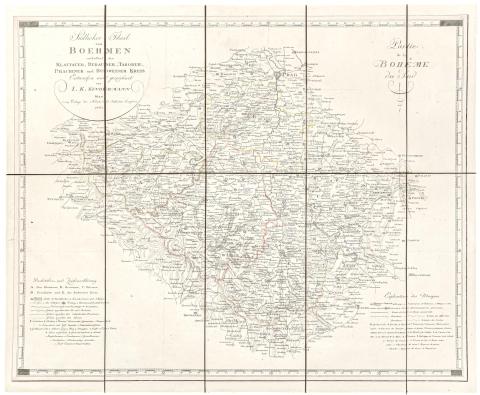 Joseph Karl, Kindermann: Südlicher Theil von Boehmen, enthaltend den Klattauer, Berauner, Taborer, Prachinger und Budweiser Kreis.  Wien, 1802. Kunst und Industrie Comptoirs. 