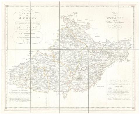 Joseph Karl, Kindermann: Karte von Mähren und Süd-Schlesien – Carte de la Moravie et de la Silesie Autrichienne  Wien, 1802. Kunst und Industrie Comptoirs. 