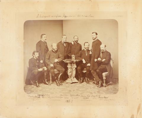 A budapesti ev. reform főgymnasium első tanári kara. 1862 [Lónyai utcai református gimnázium]   