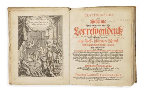 Friderici, Johann Balthasar : Cryptographia oder geheime schrifft- münd- und würckliche Correspondentz welche ...   Hamburg, 1684. Rebenlein. 