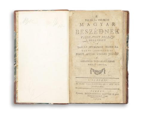 [Cserey] Cserei József, Nagy-Aytai : A’ folyó és versbéli magyar beszédnek válogatott példáji, mellyeket a’ tanuló ifjúságnak hasznára öszve-szedegette --. I-II. szakasz.   Szeben, 1790-1791. Hochmeister Márton ny. 